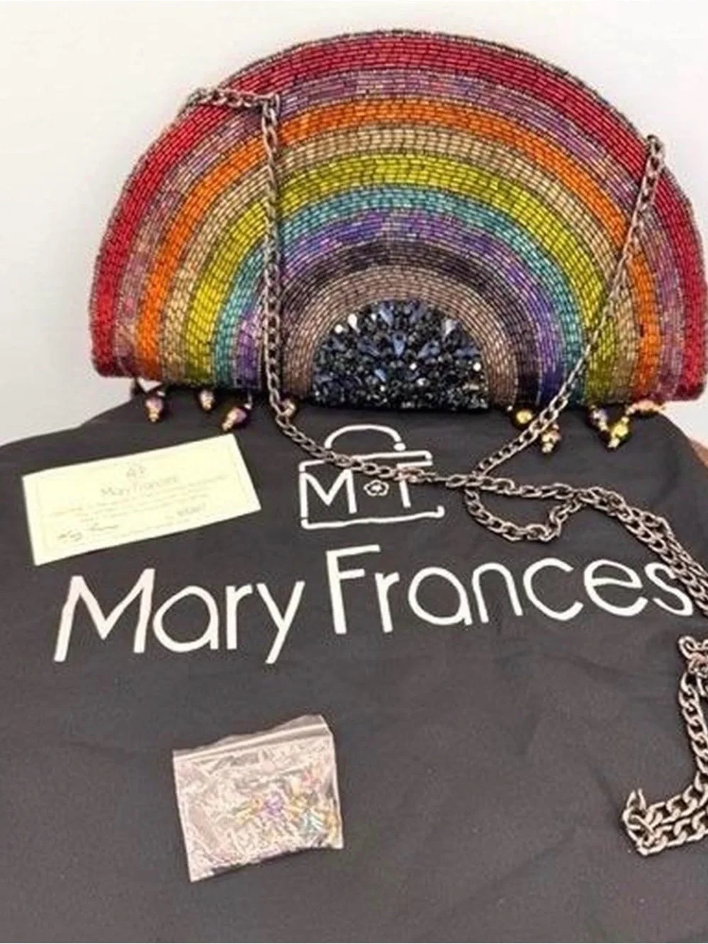 Mary Frances Rainbow Beaded Half-Moon Crossbody Bag - Multicolor
